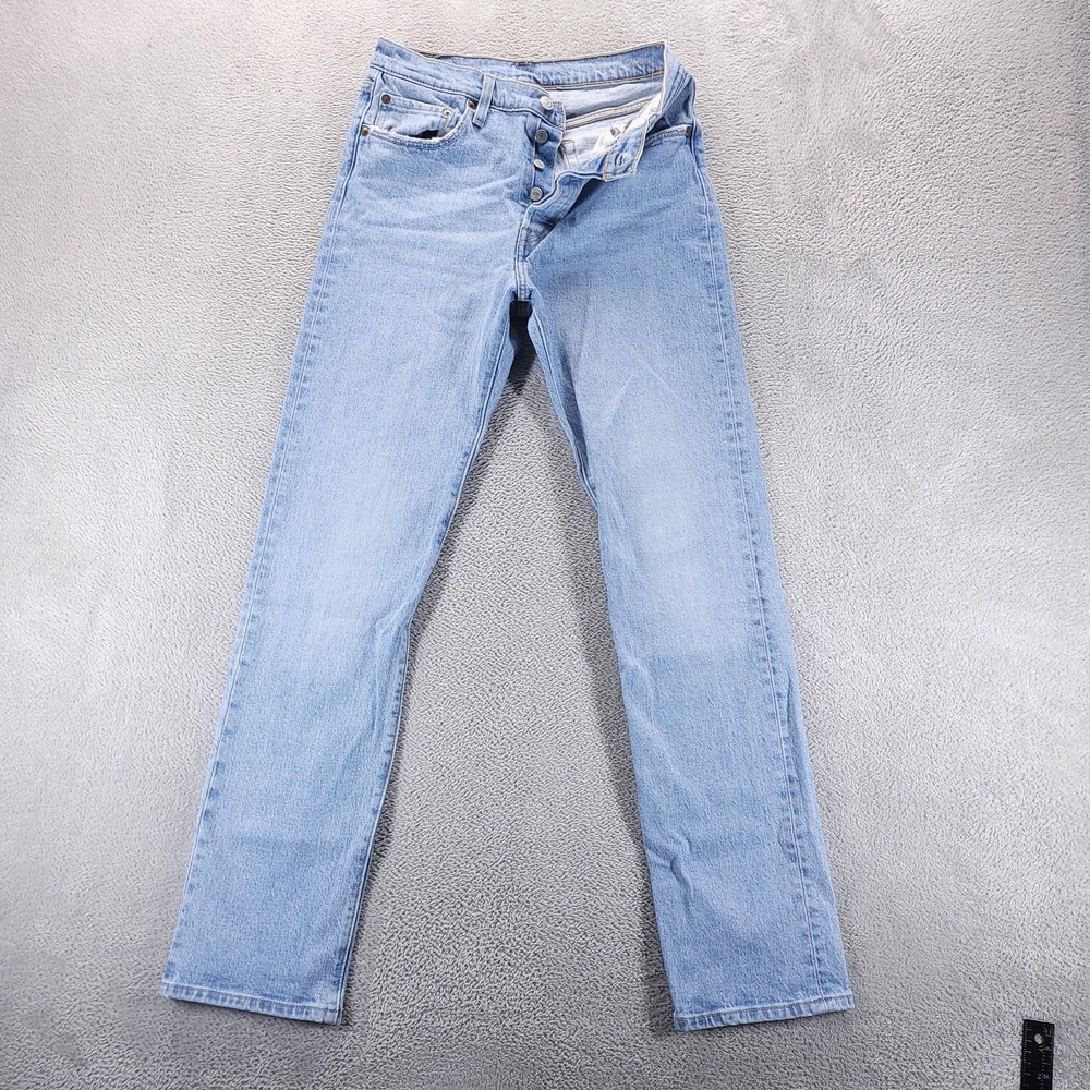 Levis 501 Jeans Womens 28 Blue Regular Straight Light Wash Button Fly Denim